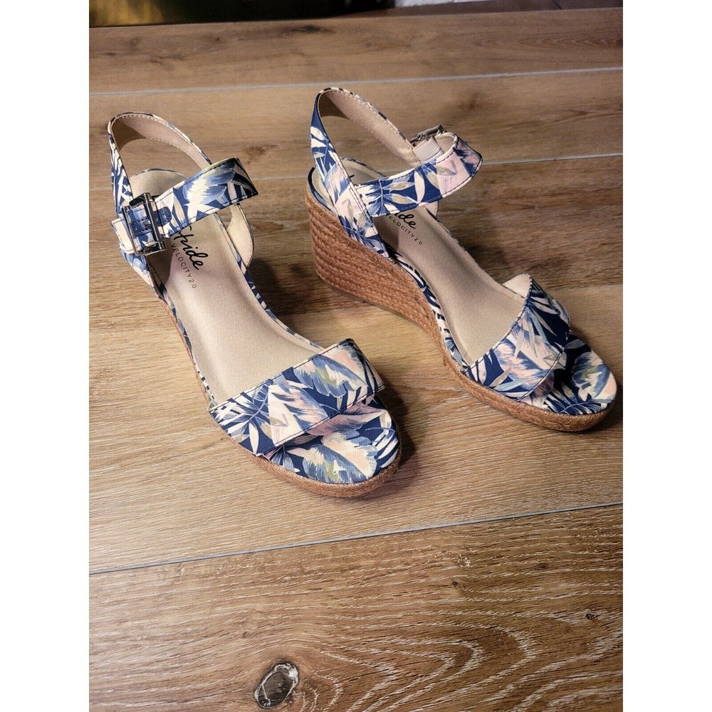 Life Stride Tango 2 Navy Women’s Perforated Wedge Sandals Sz 10 Multicolored